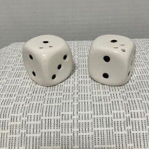Ceramic Dice Salt and Pepper Shakers - White with Black Dots